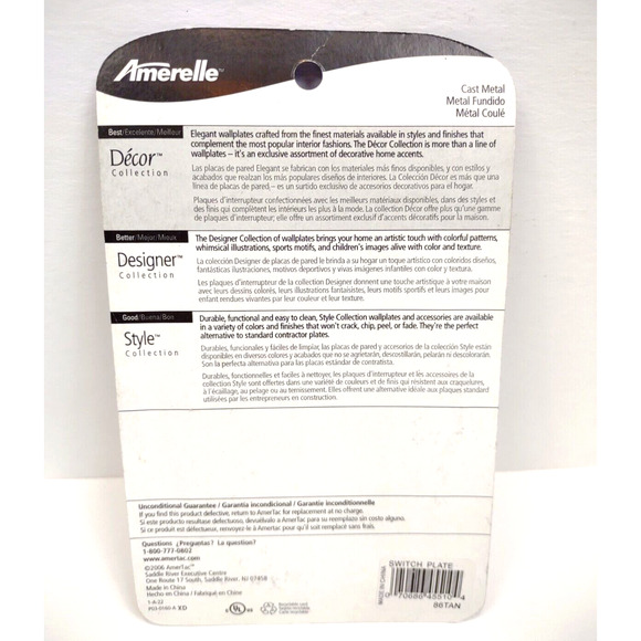 Amerelle Sophia Single Toggle Cast Metal Switch Plate in Antique Nickel - 86TAN - Picture 4 of 5